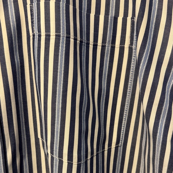 Johnston & Murphy Navy and White Striped Button-Down Dress Shirt Size L - Picture 3 of 5